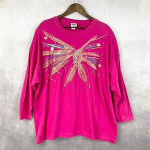 Vintage 90s Women Plus Size Graphic Tee‎ 3D Texture Artsy Retro Fast Fashion